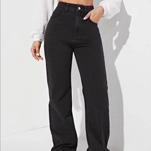 Shein Black Wide Leg High Waist Jeans
